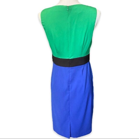 AB Studio Green and Blue Color Block Sheath Dress Size 6 - Picture 3 of 9